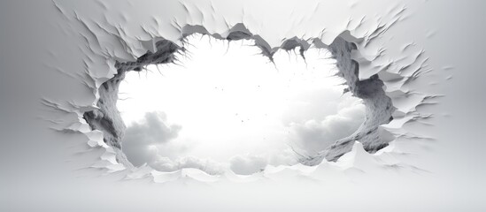 Leinwandbilder - A hole on a white paper against a light background with copy space image.
