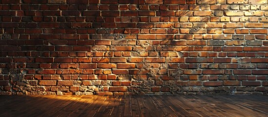 Poster - Background with light brick wall providing copy space image.