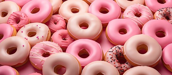 Poster - Background featuring pink and beige donuts with copy space image.