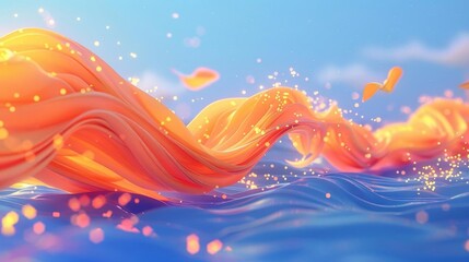 Canvas Print - A vibrant digital abstract featuring flowing