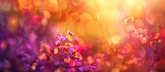 Canvas Print - Abstract autumnal background with defocused yellow, red, orange, and purple tones for a copy space image.