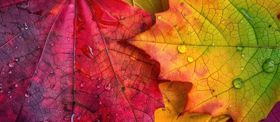 Aufkleber - Close-up of a vibrant maple leaf with copy space image for designers.
