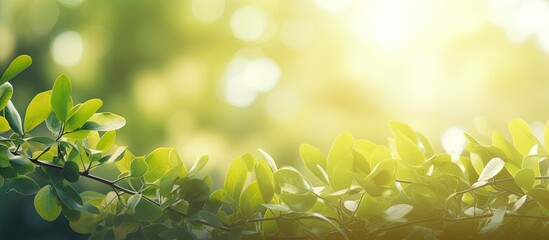 Poster - Image featuring blurred foliage and sunlight ideal for text or ads with copy space image.