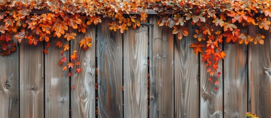 Sticker - Fall themed backdrop featuring a fence with copy space image.