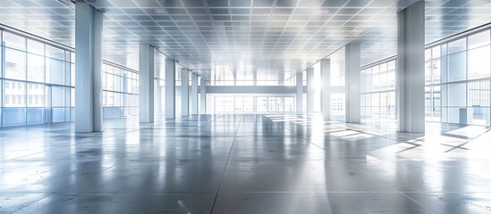 Poster - Modern business office building with an empty floor providing ample copy space image.