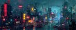 © Viacheslav - A pixel art rendition of a neon-lit cyberpunk city at night, with pixelated skyscrapers and flying cars.