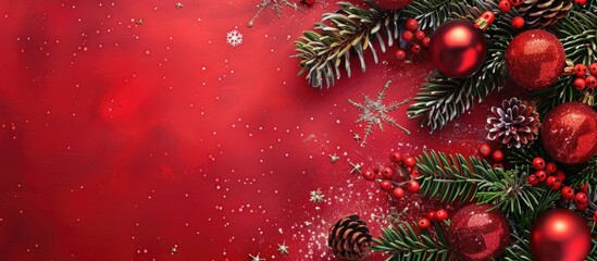 Poster - Border design featuring festive Christmas elements with copy space image.