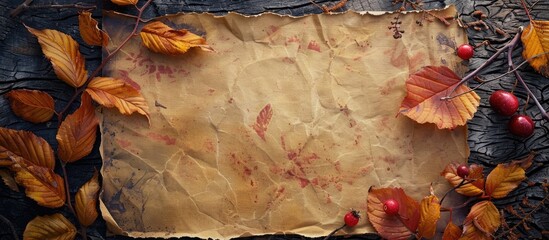 Leinwandbilder - Sheet with autumn themes and empty space for copying images.