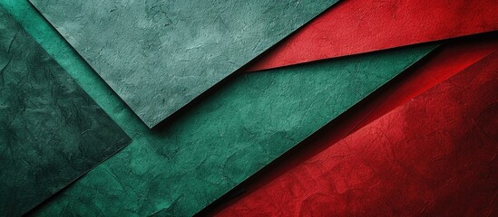 Poster - An attractive composition showcasing divided sections of textured green and red paper separated by a diagonal border, perfect for a copy space image.