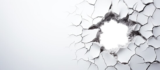 Leinwandbilder - A hole on a white paper against a light background with copy space image.