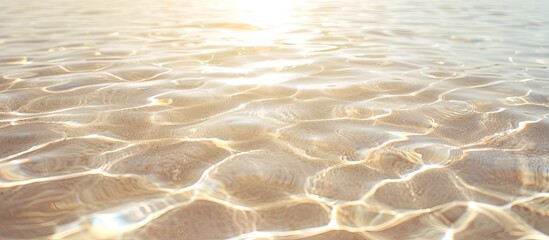 Canvas Print - Blurred background of clear water reflecting natural beige tones with room for copy space image.