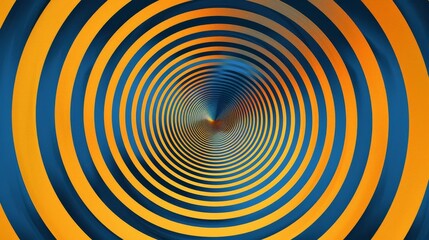 Canvas Print - An abstract optical illusion design featuring concentric circles of alternating yellow and blue segments The pattern creates a hypnotic