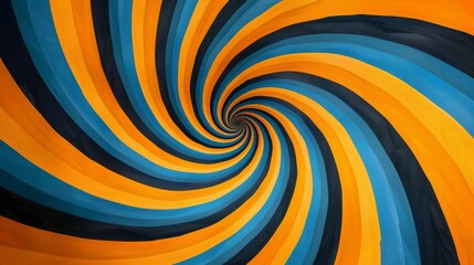 Wall Mural - An abstract optical illusion design featuring concentric circles of alternating yellow and blue segments The pattern creates a hypnotic