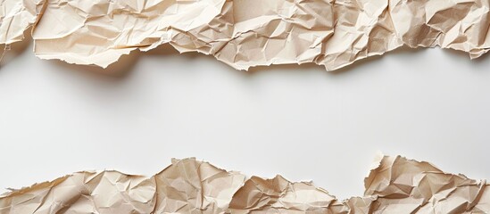 Leinwandbilder - Kraft paper crumpled on white backdrop for use as a template with copy space image.