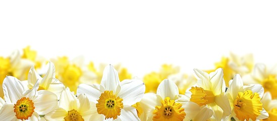 Aufkleber - Dazzling daffodils set against a white backdrop with copy space image.