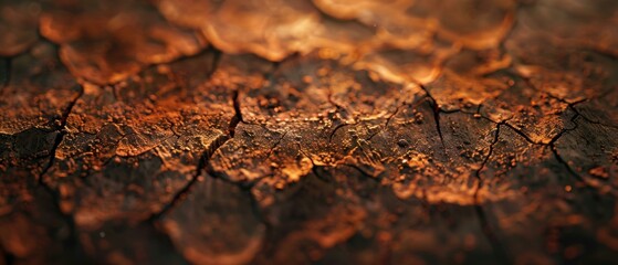 Wall Mural - A close-up image of a cracked, dry surface. AI.