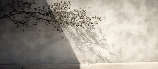 Aufkleber - Blurry shadow of a leafy tree cast upon a gray wall with available copy space image.