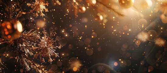 Poster - Abstract holiday background with New Year fireworks and copy space image.