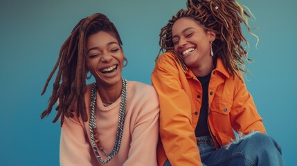 Canvas Print - The joyful friends laughing