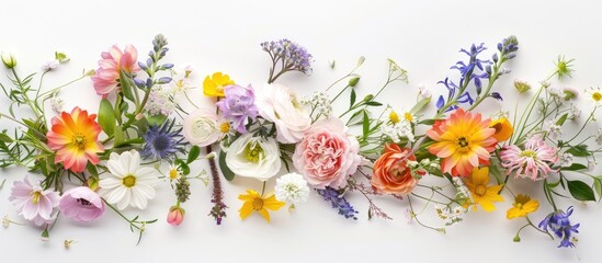 Poster - A bouquet of spring flowers set against a white backdrop perfect for a copy space image