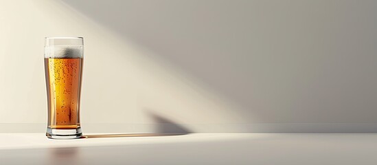 Aufkleber - Beer glass on a white table with a copy space image