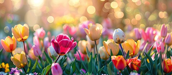 Fototapete - A vibrant spring themed image with ample copy space