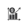 © alekseyvanin - Bar chart with an upward arrow and a dollar sign vector icon
