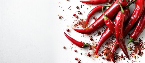 Fototapete - Chili peppers with intense spiciness isolated on a white background for a copy space image
