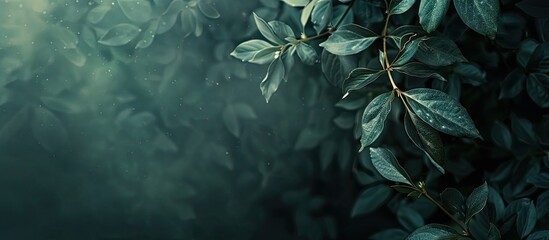 Wall Mural - background with dark blurred leaves for copy space image conveying a sense of mystery