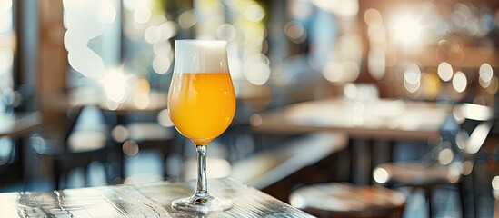 Aufkleber - Alcoholic beverage served in a beer glass at a pub with a white copy space image