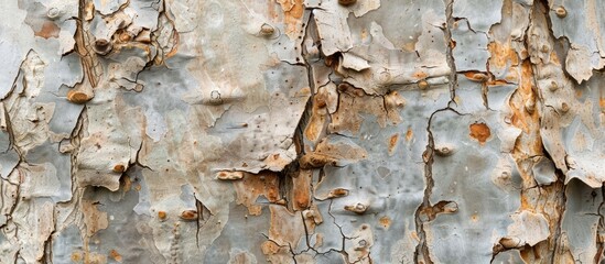 Wall Mural - Sycamore tree bark texture with a brown spot suitable for wallpaper or banner with copy space image