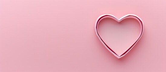 Wall Mural - heart shaped frame on a pink background with a flat lay style providing room for text within the cop
