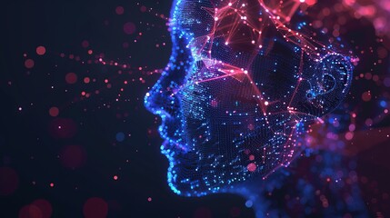 Wall Mural - abstract digital human face with futuristic ai visualization - artificial intelligence concept featu