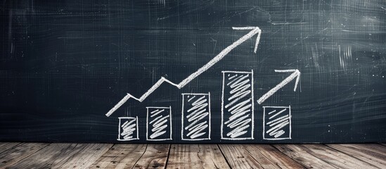 A sketch depicting the growth of home finance in white chalk on a blackboard is portrayed in a copy space image showcasing business success ideal for financial backgrounds