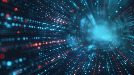 Wall Mural - abstract technology big data background with flowing binary code, digital network connections, and f