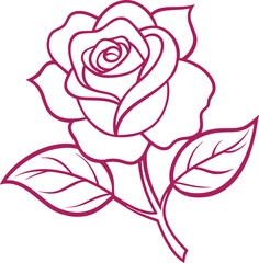 Art  and Illustration of a vector outline image of rose. Kids coloring book.