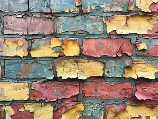 Poster - Old Brick Wall with Peeling Paint