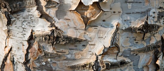 Wall Mural - An aging Birch Tree showcasing the natural peeling of birch bark with a blank area for writing or image insertion. Copy space image. Place for adding text and design