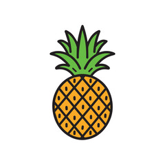 Wall Mural - Pineapple natural food icon. Freshness sweet art vector design.