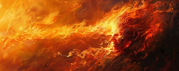 Wall Mural - A spirit burning with anger, its flames flickering and casting shadows of fury and frustration.