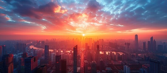 Poster - Sunrise over Cityscape