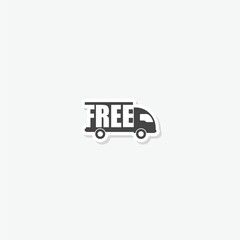 Sticker -  Free Delivery truck icon sticker isolated on gray background