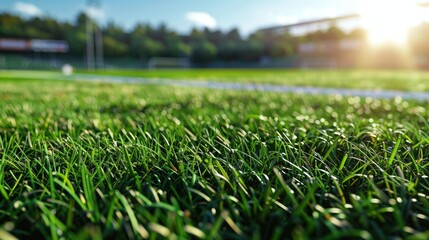 Wall Mural - Green grass of a soccer or football stadium