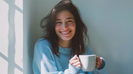 Canvas Print - A woman with coffee