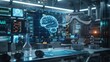 © Sunshine - A high-tech laboratory featuring a holographic brain display and advanced scientific equipment, showcasing futuristic technology and innovation.