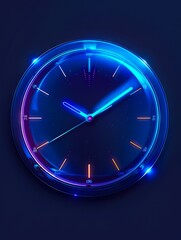 Wall Mural - Futuristic clock with glowing neon lights.