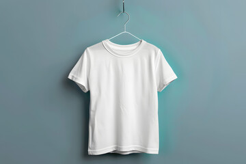 Canvas Print - White t-shirt for kid on a hanger mockup isolated on white background