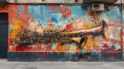 Wall Mural - Saxophone Mural Art