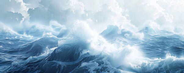 Wall Mural - Plain bright water ocean wave background Generative Ai