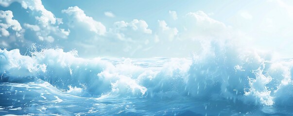 Wall Mural - Plain bright water ocean wave background Generative Ai